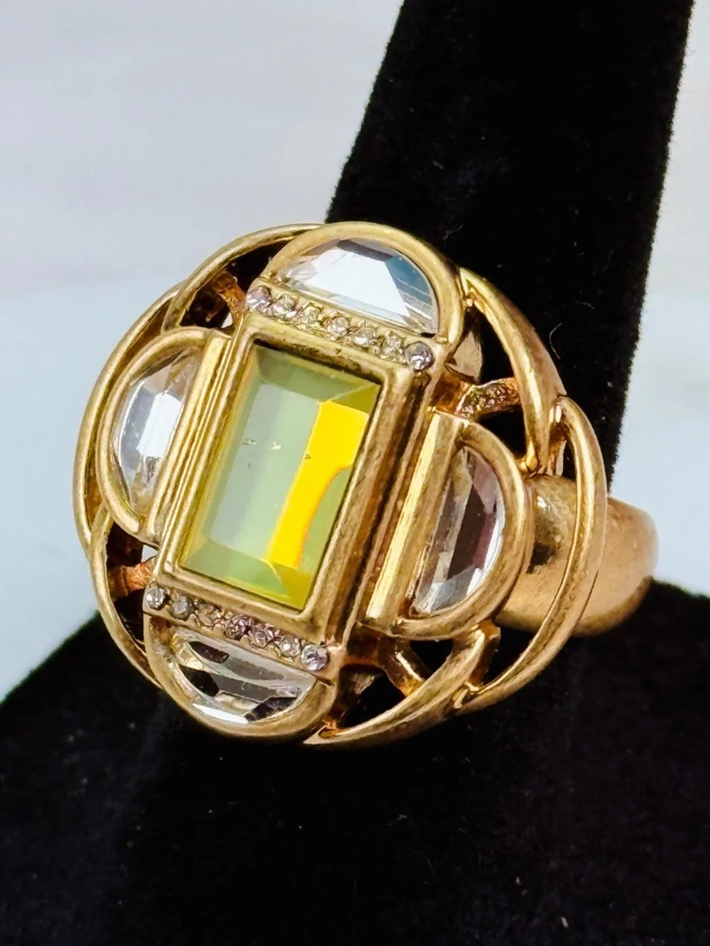Vintage Leah, Sophia, brasstone, compass ring size 5 3/4